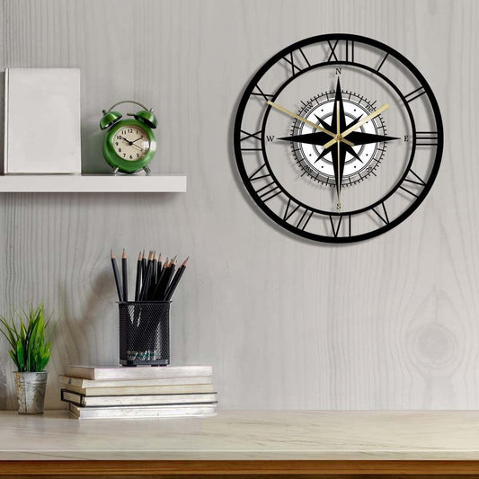 Creative Decorative Acrylic Compass Noiseless Clock